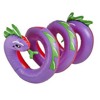 Inflatable Purple and Green Two Headed Curly Serpent Swimming Pool Float Toy 96-Inch