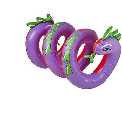 Inflatable Purple and Green Two Headed Curly Serpent Swimming Pool Float Toy 96-Inch