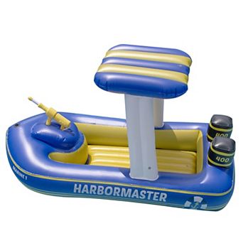 67" Blue and Yellow Harbor Master Patrol Boat with Pump Squirter Swimming Pool Float