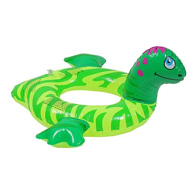24" Inflatable Green and Yellow Dinosaur Swim Ring Tube Pool Float