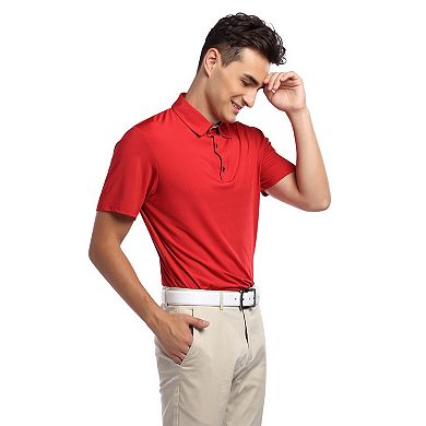 Men's Golf Polo Shirts Short Sleeve Collared T Shirt Casual Quick Dry Wicking Golfing Sports Shirts