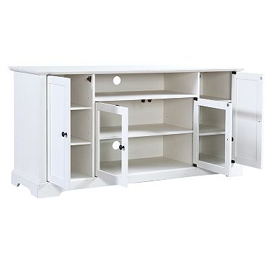 Merax Tv Stand With 2 Tempered Glass Doors