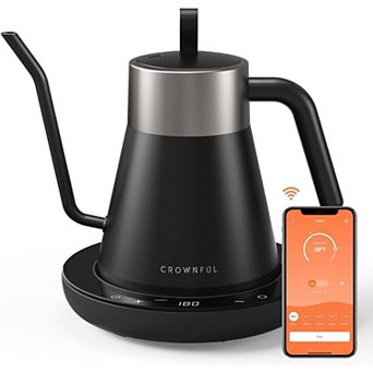 CROWNFUL Smart Electric Gooseneck Kettle with 4 Variable Presets, ±1℉ Temperature Control, 0.8L Capa
