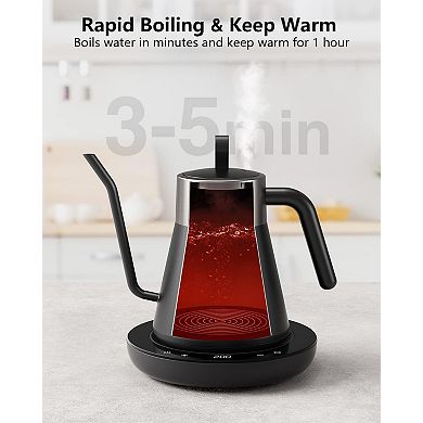 CROWNFUL Smart Electric Gooseneck Kettle with 4 Variable Presets, ±1℉ Temperature Control, 0.8L Capa