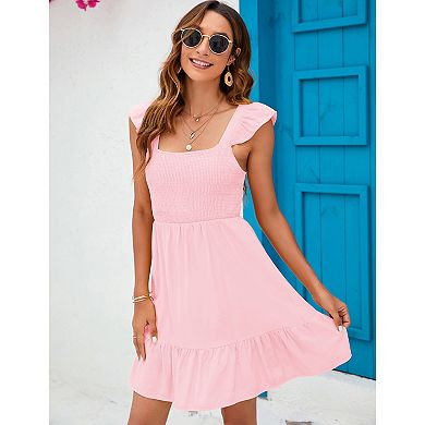 Women's Dress Boho Short Sleeve Summer Casual Long Wrap Dress V Neck Tunic Midi Dress With Slit
