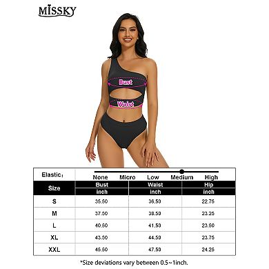 Women High Waisted Bikini Set Ribbed One Shoulder Two Piece Cutout Sleeveless Swimsuits Suit