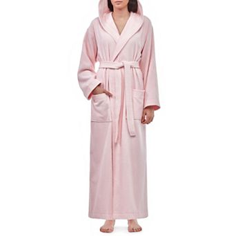 Womens Full Ankle Length Hooded Turkish Cotton Bathrobe