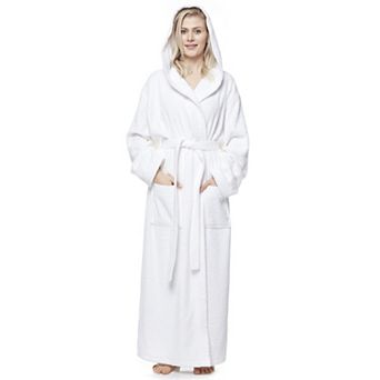 Womens Full Ankle Length Hooded Turkish Cotton Bathrobe