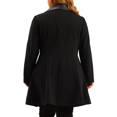 Women's Plus Size Fashion Notched Lapel Single Breasted Long Overcoats