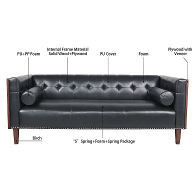 F.c Design Wooden Decorated Arm 3 Seater Sofa With  Spacious Design