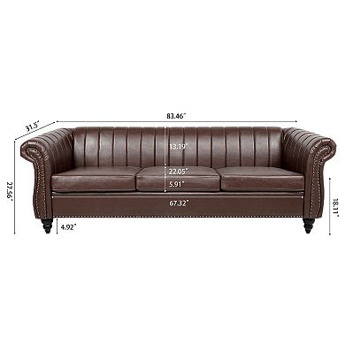 F.c Design Rolled Arm Chesterfield Three Seater Sofa