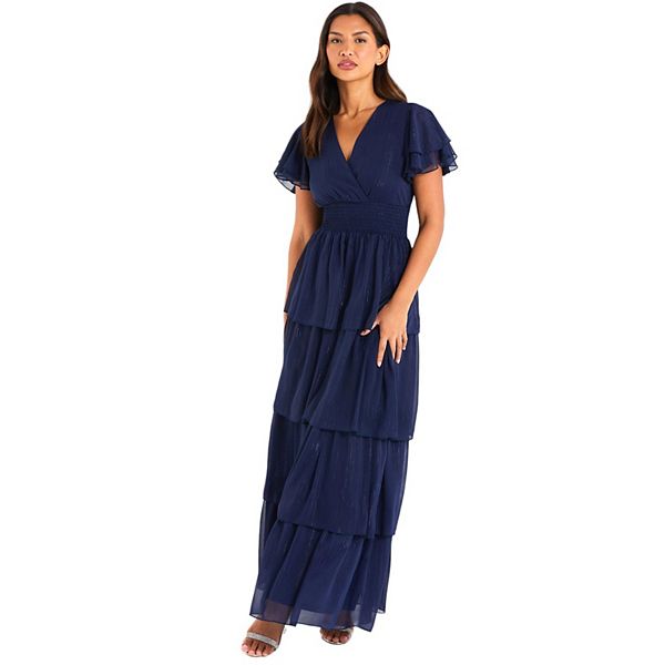 Quiz Women's Chiffon Wrap Tiered Maxi Dress