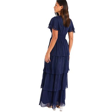 Quiz Women's Chiffon Wrap Tiered Maxi Dress