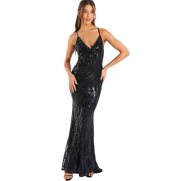 Quiz Women's Sequin Cross Back Evening Dress