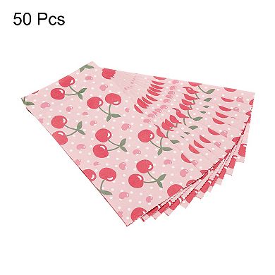 3.8x2.2x7.1 Inch Paper Gift Bag, Cherry Storage Bag For Party Favor, 50 Pack