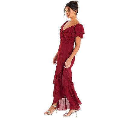 Quiz Women's Chiffon Frill Maxi Dress