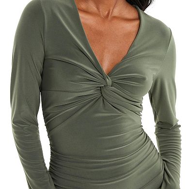 Quiz Women's Green Knot Front Bodycon Dress