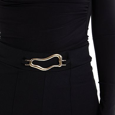 Quiz Women's Scuba Crepe Trouser With Gold Buckle