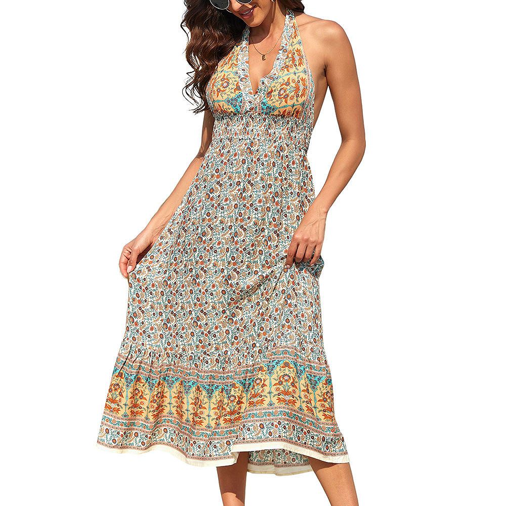 slim fit dress slacks Blue Boho Paisley Print Off Shoulder Maxi Dress Blue / L / 100%Viscose main image 1