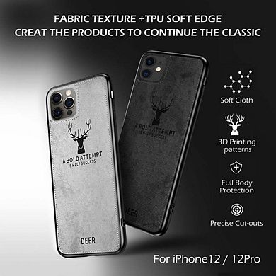 Alpha Digital Iphone 12/12pro - Protective Case W/ Luxury Soft Cloth & Deer Design- Anti-dirt/shock
