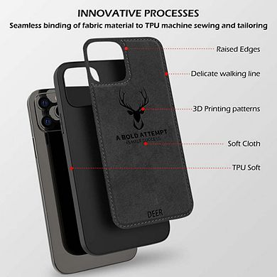 Alpha Digital Iphone 12/12pro - Protective Case W/ Luxury Soft Cloth & Deer Design- Anti-dirt/shock