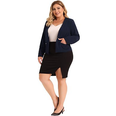 Women 's Plus Size Work Office Zip Lapel Jacket Blazers
