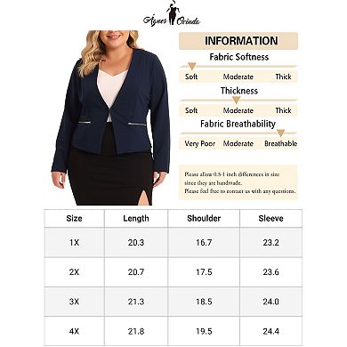 Women 's Plus Size Work Office Zip Lapel Jacket Blazers
