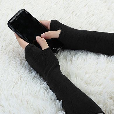 Women's Fingerless Thumbhole Stripe Gothic Long Sleeve Knitted Gloves