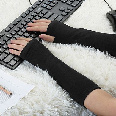 Women's Fingerless Thumbhole Stripe Gothic Long Sleeve Knitted Gloves