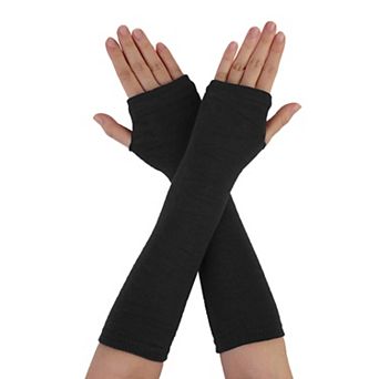 Women's Fingerless Thumbhole Stripe Gothic Long Sleeve Knitted Gloves