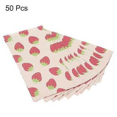 4.8x3x9.1 Inch Paper Gift Bag, Strawberry Storage Bag For Party Favor, 50 Pack