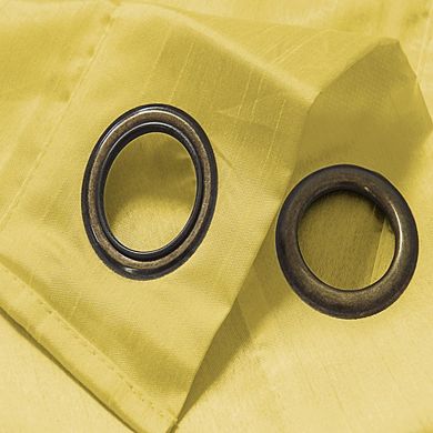 Nancy Faux Luxurious Silk Premium Grommet Curtain Panel 54" X 84" Neon Yellow