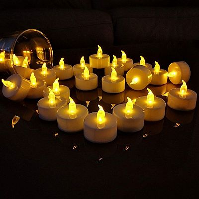 Agptek 24pcs Warm White Flicker Candles LED Tealights with Timer