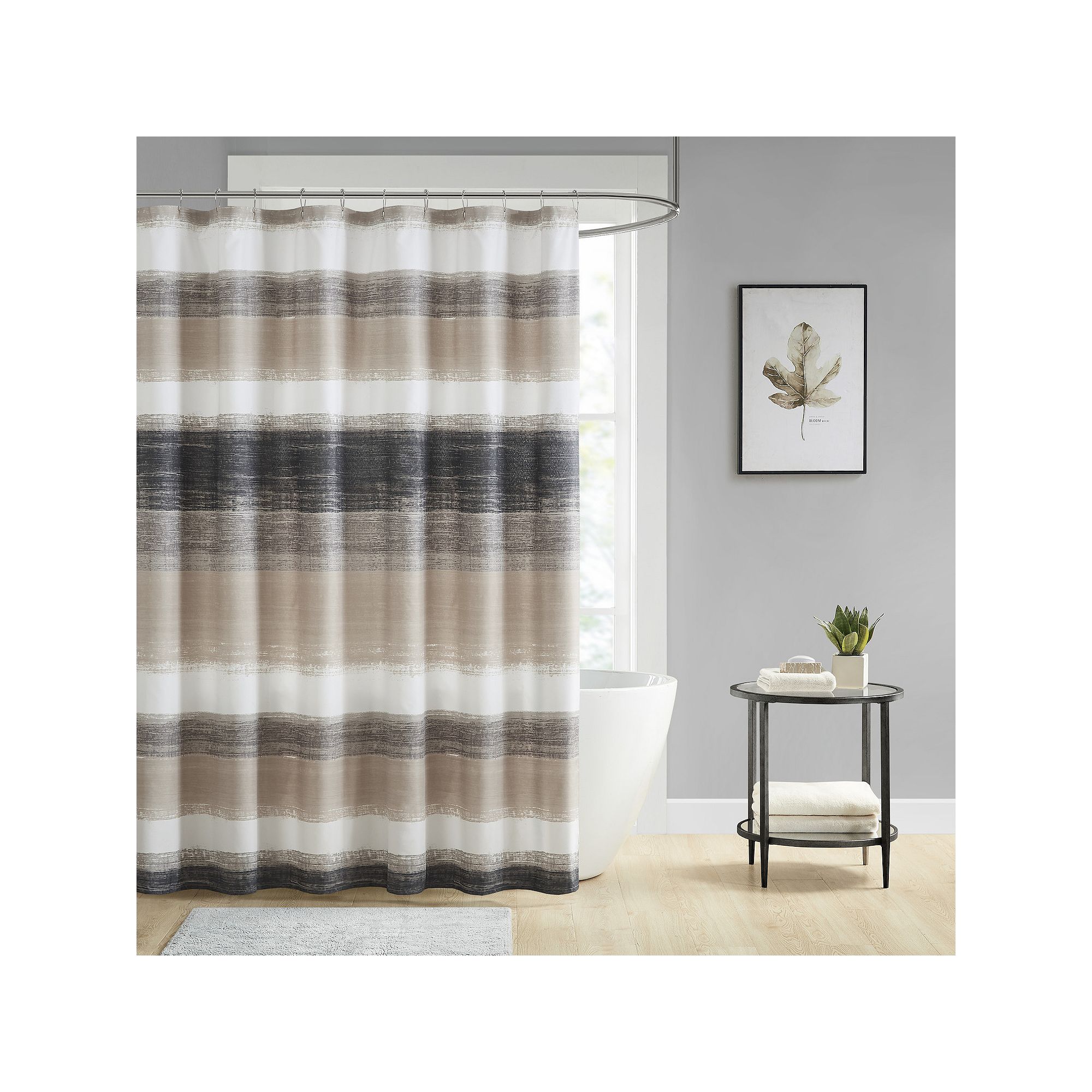 Madison Park Essentials Barret Stripe Print Shower Curtain, Size: 72X72, Ta
