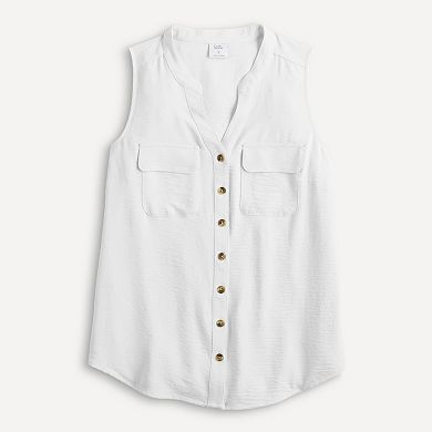 Women's Croft & Barrow® Y-Neck Tank Top