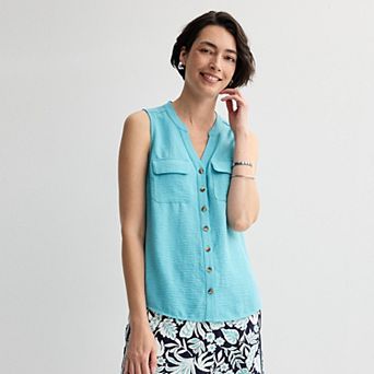 Women's Croft & Barrow® Y-Neck Tank Top