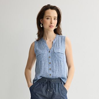 Women's Croft & Barrow® Y-Neck Tank Top