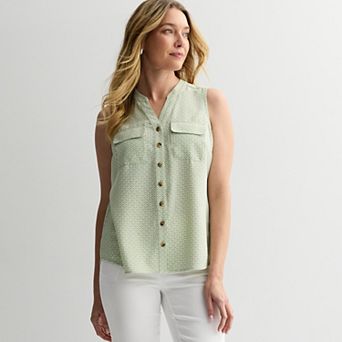 Women's Croft & Barrow® Y-Neck Tank Top