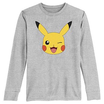 Boys 8-20 Pokemon Pikachu Winking Face Long Sleeve Tee
