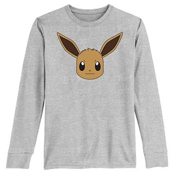 Boys 8-20 Pokemon Eevee Face Long Sleeve Tee