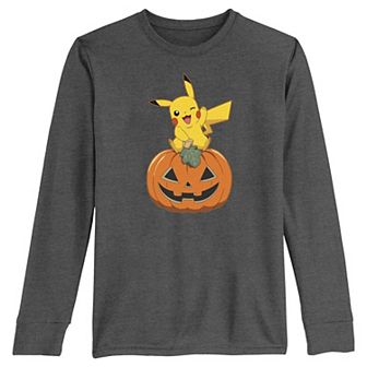 Boys 8-20 Pokemon Pikachu Sitting On Pumpkin Long Sleeve Tee