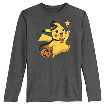 Boys 8-20 Pokemon Pikachu Trick Or Treating Long Sleeve Tee