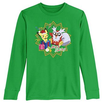 Boys 8-20 Pokemon Happy Holidays Long Sleeve Tee