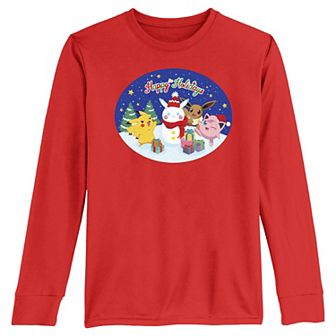 Boys 8-20 Pokemon Snow Fun Happy Holidays Long Sleeve Tee