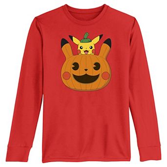 Boys 8-20 Pokemon Pikachu Jack-O-Lantern Long Sleeve Tee
