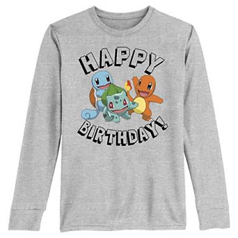 Boys 8-20 Pokemon Happy Birthday Long Sleeve Tee