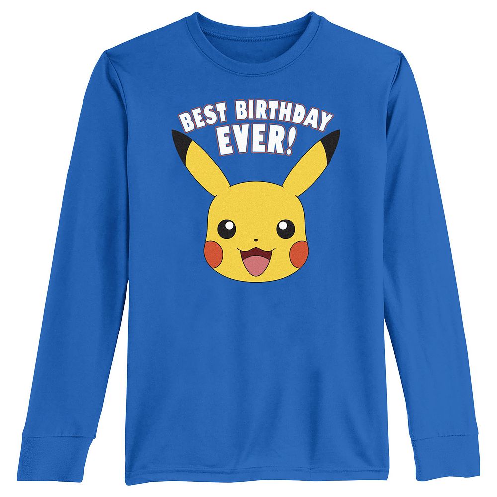 Boys 8-20 Pokemon Pikachu Best Birthday Ever Long Sleeve Tee