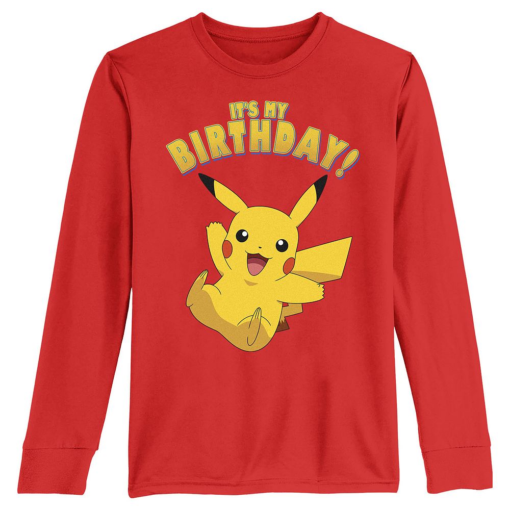 Boys 8-20 Pokemon Pikachu It's My Birthday Long Sleeve Tee