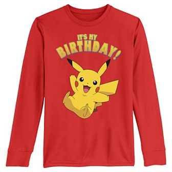 Boys 8-20 Pokemon Pikachu It's My Birthday Long Sleeve Tee