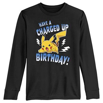 Boys Pokemon Pikachu Have A Charged Up Birthday Long Sleeve Graphic Tee